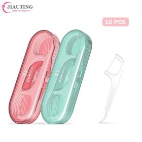 10pcs/box Dental Floss Stick Portable Box Disposable Toothpicks Interdental Brush Floss Deep Teeth