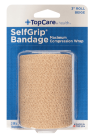 TopCare Selfgrip, Maximum Compression Wrap Bandage 3" Roll, Beige