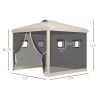 Outsunny 10' x 10' Pop Up Canopy Tent with Netting, Instant Screen House Room, UV-Resistant Sun Shelter, Height Adjustable with Windows
