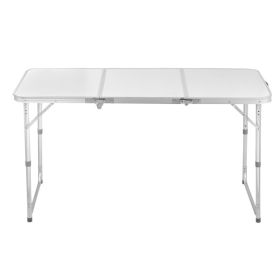 4ft Silver Folding Table, Aluminum Alloy Rectangular 30kg, Three Fold Tabletop