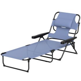 Foldable Reclining Mesh Lounge Chair with Reading Hole