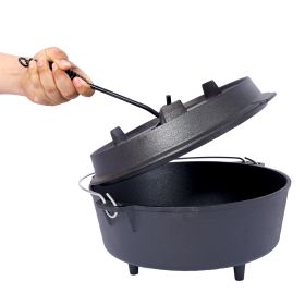 8 Qt Cast Iron Camp Dutch Oven with Lid Lifter