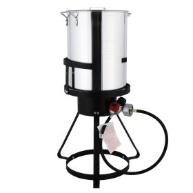 30QT, 2 Piece Turkey Set Tripod Iron Hob Silver Aluminum Gas Fryer