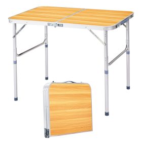 3ft Wood Grain Outdoor Aluminum Alloy Rectangular Two Fold Tabletop