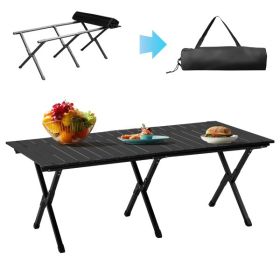 Black Camping Roll Table 116X60X42cm