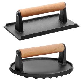 Cast Iron Grill-1Piece Rectangular & 1Piece Round Press