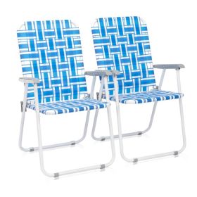 2 Pieces Blue And White Striped Beach Chairs