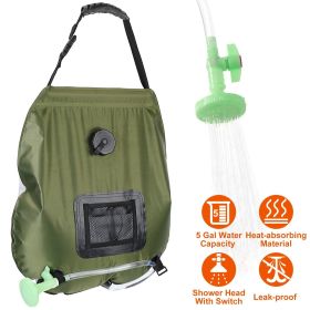 5 Gallon Solar Shower Bag – Green Portable Camp Shower with Mesh Pocket