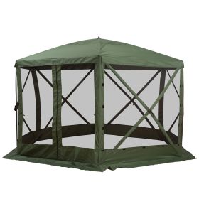 Outsunny 6-Sided Hexagon Pop Up Party Tent--12' x 12', Green
