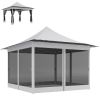 Outsunny 12' x 12' Canopy Tent with Mesh Netting--Light Gray