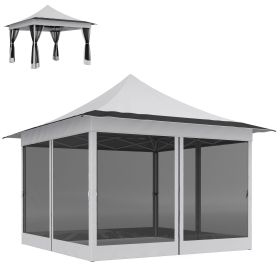 Outsunny 12' x 12' Canopy Tent with Mesh Netting--Light Gray