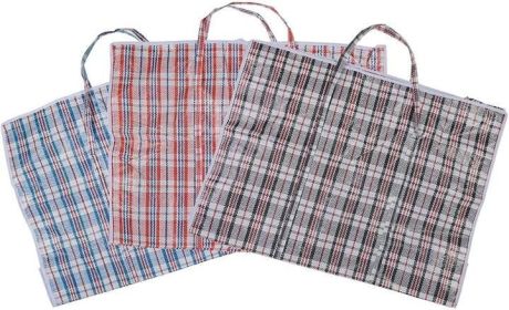 Bosonshop Extra-Large Set of 3 Plastic Checkered Laundry Bags