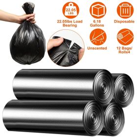 4 Rolls Black Garbage Bags 6.18 Gallons Unscented Disposable Trash Bags