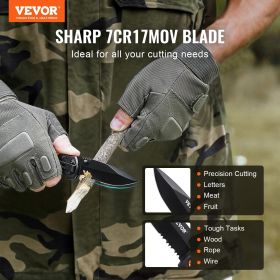7Cr17MoV Folding Knife – Serrated Blade & Pocket Clip