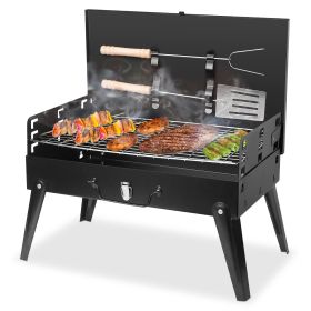 1Pc 16.7x10x17.7in Portable Charcoal Grill
