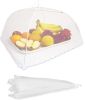 Collapsible Mesh Food Covers for Outdoors 300 pcs, 17 x 17 White Food Umbrella Mesh Cover with Stainless Steel Framework, Washable Camping Food Tent