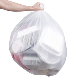 Pack of 100 Regular Duty Trash Bags, Clear 43 x 47. High Density Plastic Trash Bags 43x47. Thickness 0.7 Mil. 56 Gallon Garbage Bin Liners for Office