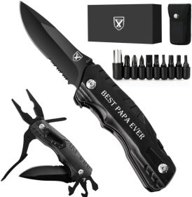 9-in-1 Multi-Tool Pocket Folding Blade Knife - Tactical Survival Rescue Gear Repair Equipment for Outdoor Camping (Color: Papa Gifts)