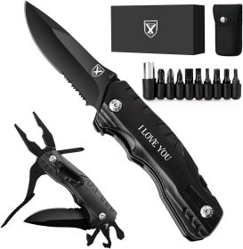9-in-1 Multi-Tool Pocket Folding Blade Knife - Tactical Survival Rescue Gear Repair Equipment for Outdoor Camping (Color: I Love You)