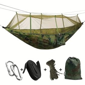 Camping Hammock with Net with 440 lb Capacity - Lightweight Camping Hammock Chair - Double or Single Size with Tree Strap and Included Carry Bag - Sui (Color: Camouflage)