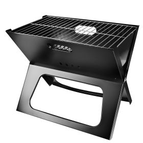 17" Foldable Iron Charcoal Grill for Outdoor Cooking (Color: Black)