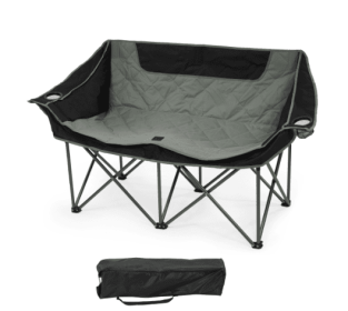 650 lb Capacity Double Camping Chair – Extra Wide Comfort (Option: Black gray)