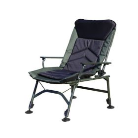 Camping Lounge Chair, Portable Folding Recliner With Adjustable Backrest (Option: Black and green)