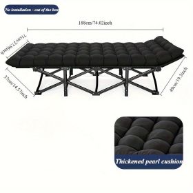 Black Heavy Duty Foldable Camp Cot With Storage Bag (Color: Black)