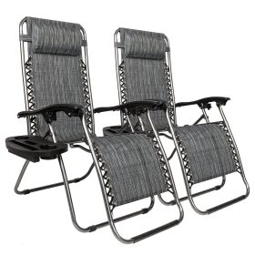 Adjustable Folding Lounger With Pillow And Practical Tray (Option: Gray)