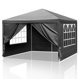 10x10ft 4 Sides Pergola, Sprayed Iron Pipe, Spiral Pipe - Black (Color: Black)