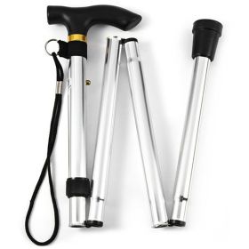 Foldable Lightweight Walking Stick Adjustable Height (Color: Silvery)