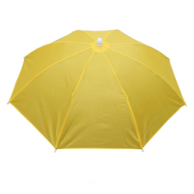 Hands-Free Folding Umbrella Hat (Color: Yellow)