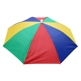 Hands-Free Folding Umbrella Hat (Color: Watermelon Rind)