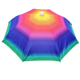 Hands-Free Folding Umbrella Hat (Color: Colored Stripes)