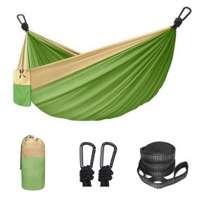 Camping Double/Single Portable Hammock With 2 Straps/Carabiners (Color: Green, size: 106.3x55.12inch)