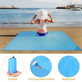 Waterproof Beach Blanket – Sand proof, Portable & Windproof (Color: Blue)
