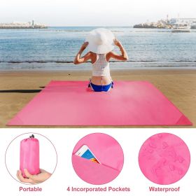 Waterproof Beach Blanket – Sand proof, Portable & Windproof (Color: Pink)