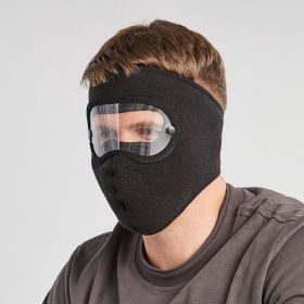 Fleece Ski Mask with HD Goggles (Color: Black)