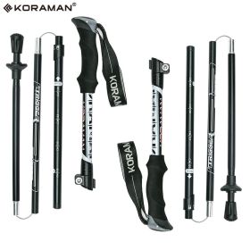 KORAMAN 1pair 37-43" Adjustable Collapsible Trekking Poles (Color: Black)