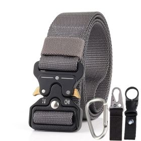 Tactical Nylon Belt with Alloy Bayonet Buckle (colour: Dark grey three piece set)