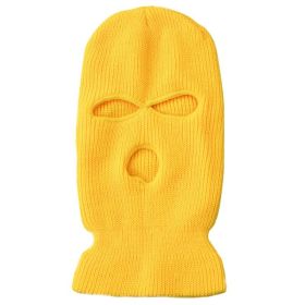 3-Hole Knitted Winter Ski Mask (Color: Yellow Balaclava)