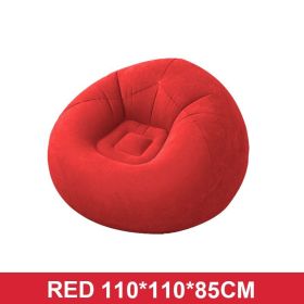 Large Lazy Flocking Inflatable Sofas Chair (Ships From: China, Color: Red)
