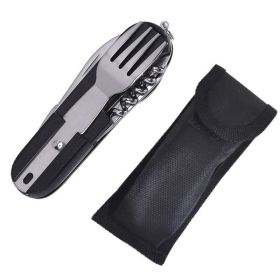 Folding Stainless Steel Camping Cutlery Set (Type: Cookware Accessories, Color: Black)