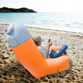 Inflatable Lounger Air Sofa Couch with Portable Organizing Bag (Color: Orange)
