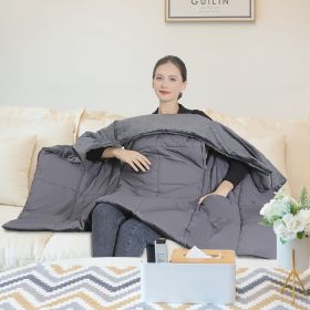USB Heated Blanket Electric Heated Poncho Shawl Wrap Throw (Color: Grey, size: 155x130x1cm/61.02x51.18x0.39in)