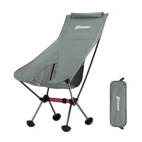 Folding Camping Chair Stable Lightweight Portable, 300 lbs Load (Color: Gray, size: Big)
