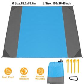 Sandproof Water-Resistant Picnic Blanket – 2 Sizes Available (Color: Blue, size: L)