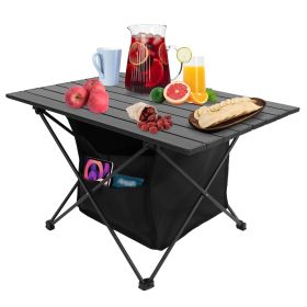 Foldable Aluminum Camping Table with Storage Basket (Option: M Size)