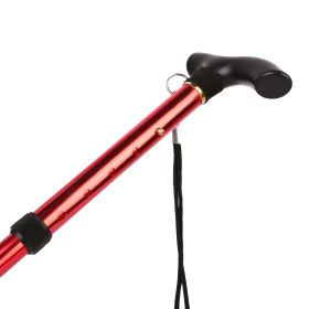 Walking Cane Aluminum Alloy Walking Stick Adjustable Folding Travel Hiking Stick (Color: Red)