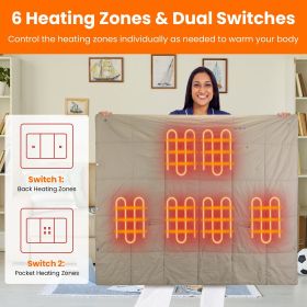 USB Heated Blanket Electric Heated Poncho Shawl Wrap Throw (Color: Camel, size: 135x110x1cm/53.15x43.31x0.39in)
